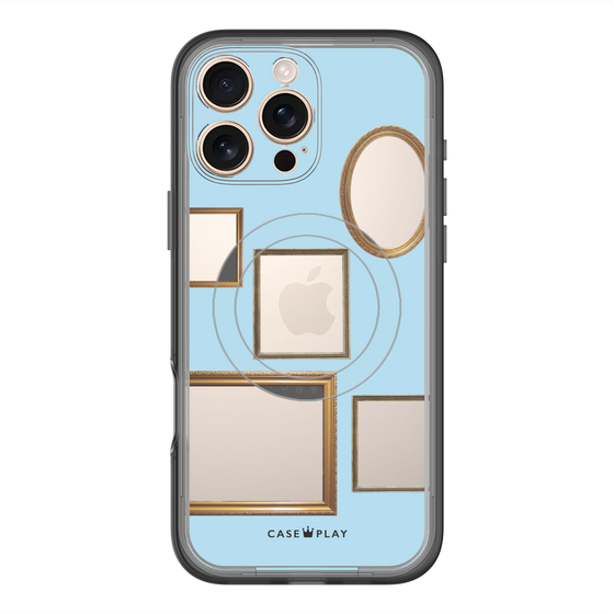 スリムプロテクションプレミアムケース with MagSafe［ Photo Frames - Light Blue ］