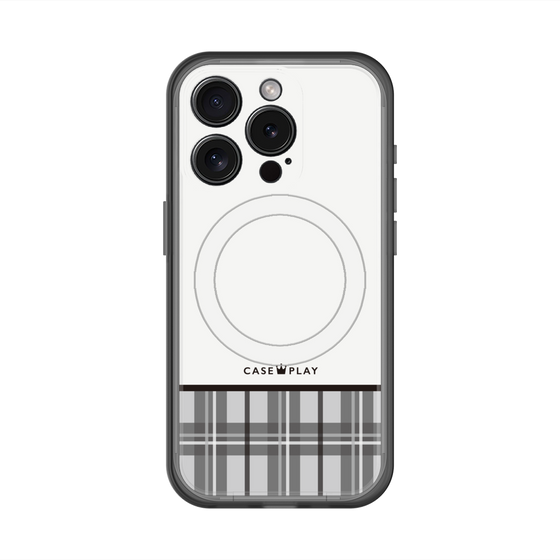 スリムプロテクションプレミアムケース with MagSafe［ CASEPLAY Tartan Check - Gray ］