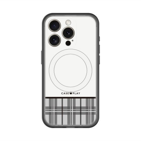 スリムプロテクションプレミアムケース with MagSafe［ CASEPLAY Tartan Check - Gray ］