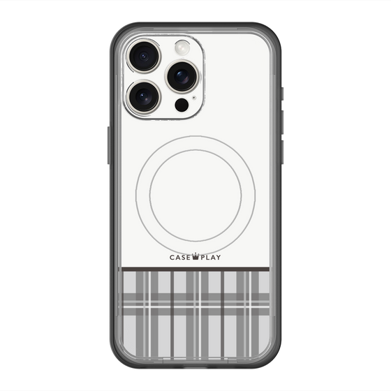 スリムプロテクションプレミアムケース with MagSafe［ CASEPLAY Tartan Check - Gray ］