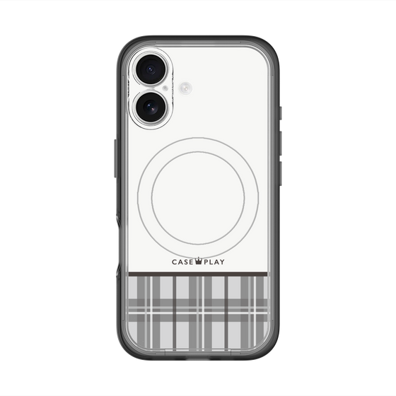 スリムプロテクションプレミアムケース with MagSafe［ CASEPLAY Tartan Check - Gray ］