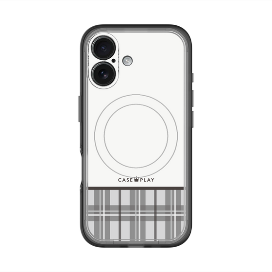 スリムプロテクションプレミアムケース with MagSafe［ CASEPLAY Tartan Check - Gray ］