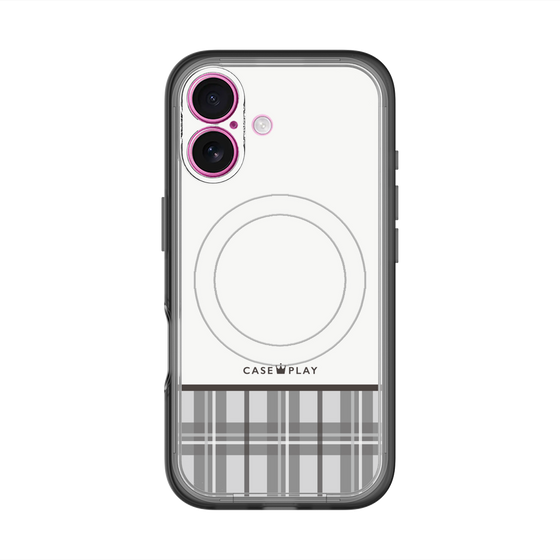 スリムプロテクションプレミアムケース with MagSafe［ CASEPLAY Tartan Check - Gray ］