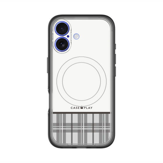 スリムプロテクションプレミアムケース with MagSafe［ CASEPLAY Tartan Check - Gray ］