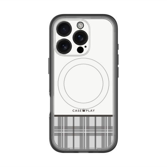 スリムプロテクションプレミアムケース with MagSafe［ CASEPLAY Tartan Check - Gray ］