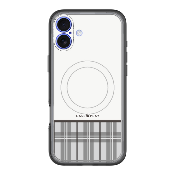 スリムプロテクションプレミアムケース with MagSafe［ CASEPLAY Tartan Check - Gray ］