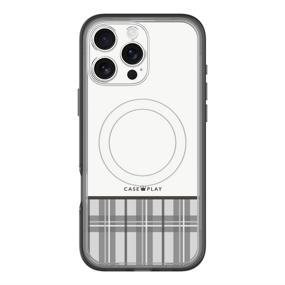 スリムプロテクションプレミアムケース with MagSafe［ CASEPLAY Tartan Check - Gray ］