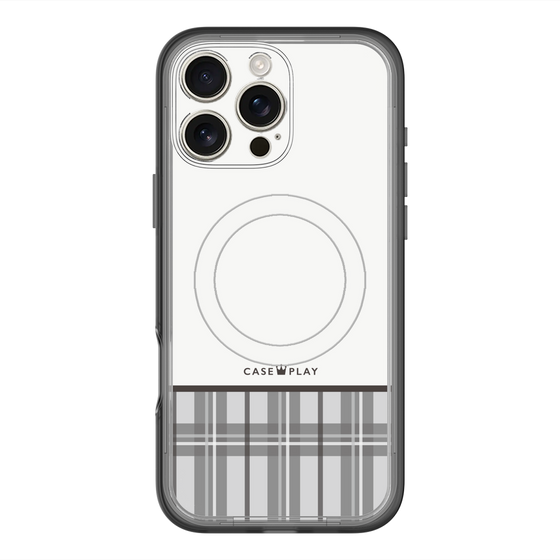 スリムプロテクションプレミアムケース with MagSafe［ CASEPLAY Tartan Check - Gray ］