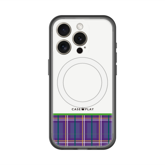 スリムプロテクションプレミアムケース with MagSafe［ CASEPLAY Tartan Check - Purple ］