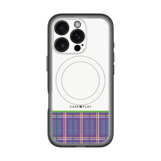 スリムプロテクションプレミアムケース with MagSafe［ CASEPLAY Tartan Check - Purple ］