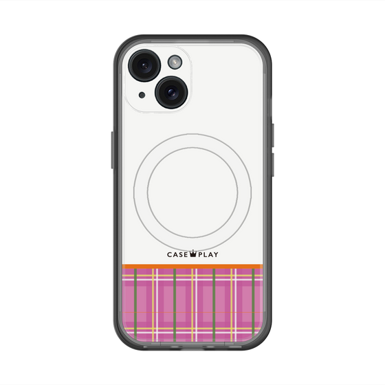 スリムプロテクションプレミアムケース with MagSafe［ CASEPLAY Tartan Check - Pink ］