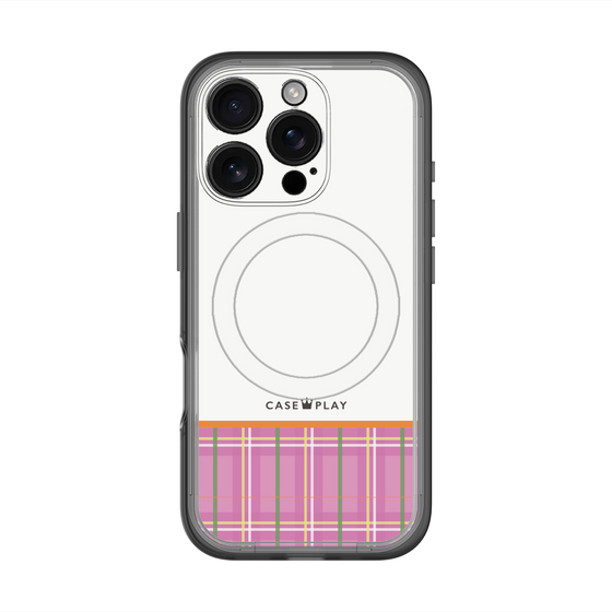 スリムプロテクションプレミアムケース with MagSafe［ CASEPLAY Tartan Check - Pink ］