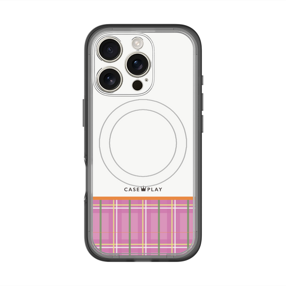 スリムプロテクションプレミアムケース with MagSafe［ CASEPLAY Tartan Check - Pink ］
