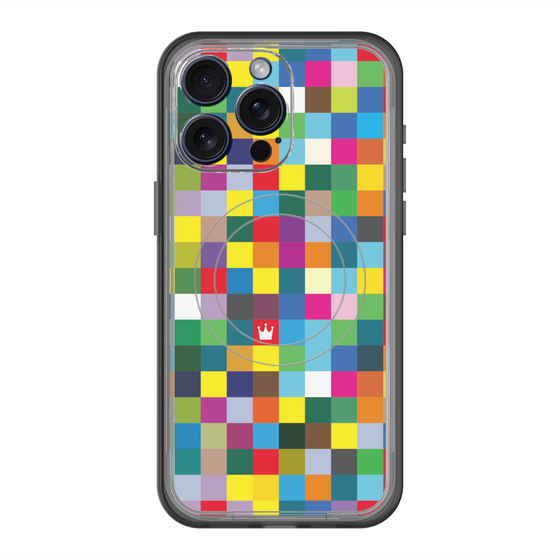 スリムプロテクションプレミアムケース with MagSafe［ CASEPLAY Rainbow Check ］