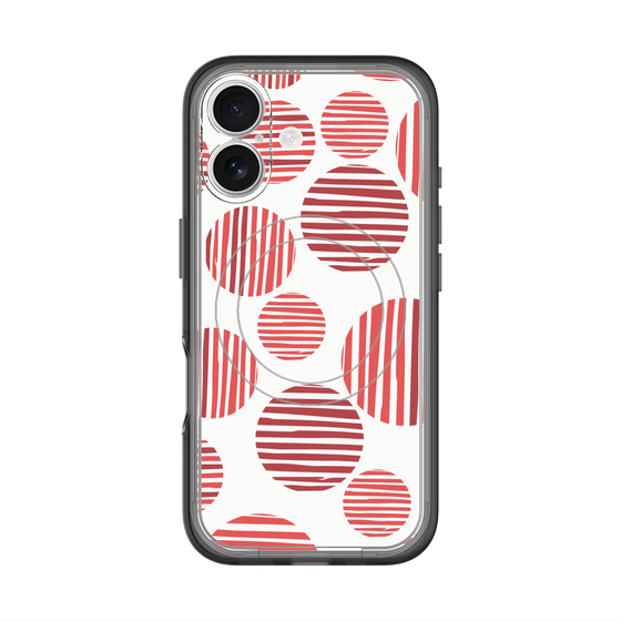 スリムプロテクションプレミアムケース with MagSafe［ Nordic Dot - Red ］