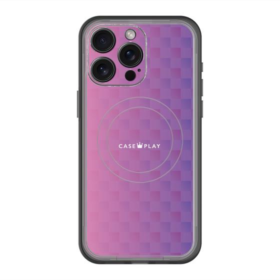 スリムプロテクションプレミアムケース with MagSafe［ CASEPLAY Check - Purple ］