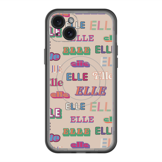 スリムプロテクションプレミアムケース with MagSafe［ ELLE - ミックスロゴ ］