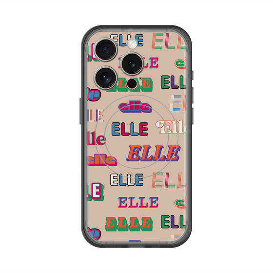 スリムプロテクションプレミアムケース with MagSafe［ ELLE - ミックスロゴ ］