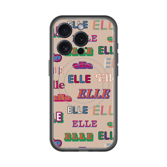 スリムプロテクションプレミアムケース with MagSafe［ ELLE - ミックスロゴ ］