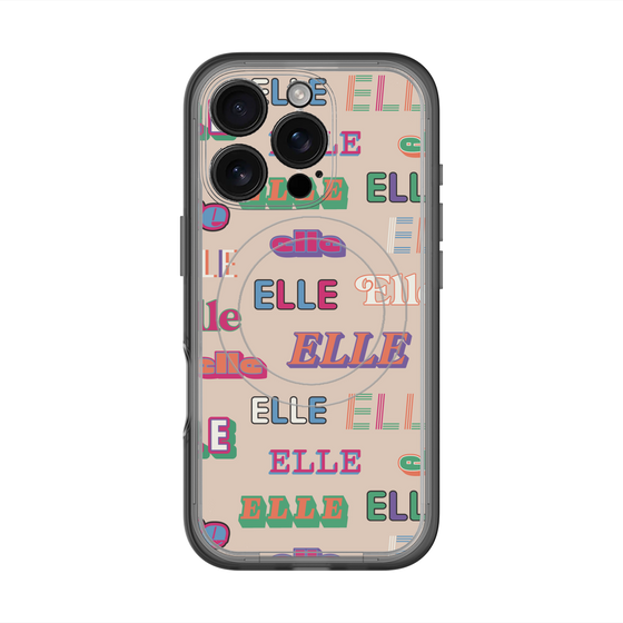 スリムプロテクションプレミアムケース with MagSafe［ ELLE - ミックスロゴ ］