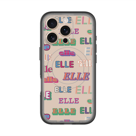 スリムプロテクションプレミアムケース with MagSafe［ ELLE - ミックスロゴ ］