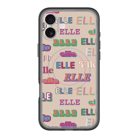 スリムプロテクションプレミアムケース with MagSafe［ ELLE - ミックスロゴ ］