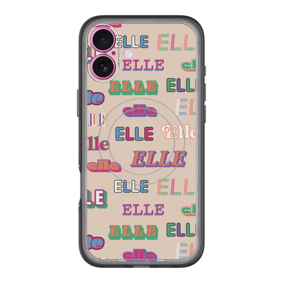 スリムプロテクションプレミアムケース with MagSafe［ ELLE - ミックスロゴ ］