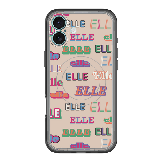 スリムプロテクションプレミアムケース with MagSafe［ ELLE - ミックスロゴ ］