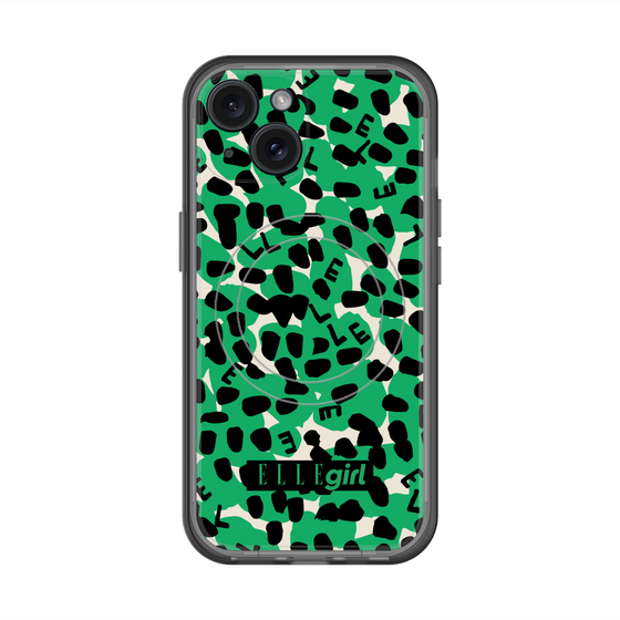 スリムプロテクションプレミアムケース with MagSafe［ ELLEgirl - レオパード - Green ］