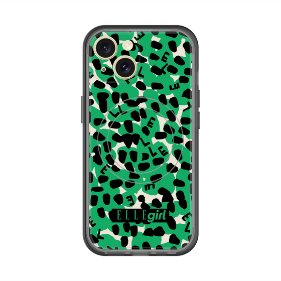 スリムプロテクションプレミアムケース with MagSafe［ ELLEgirl - レオパード - Green ］