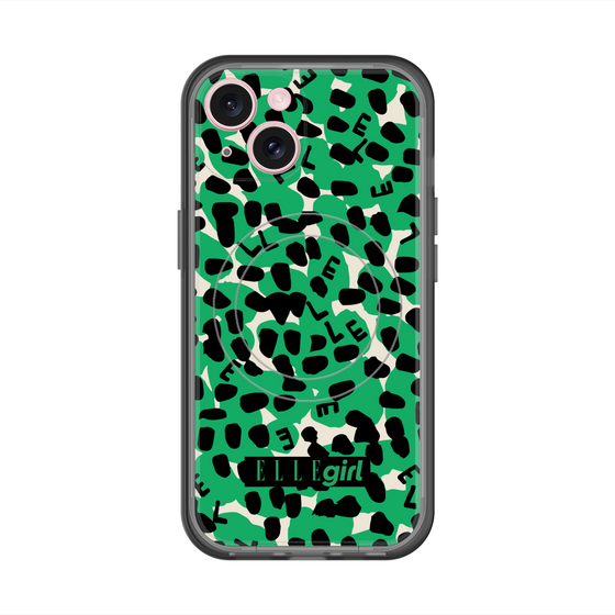スリムプロテクションプレミアムケース with MagSafe［ ELLEgirl - レオパード - Green ］
