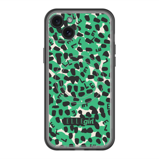 スリムプロテクションプレミアムケース with MagSafe［ ELLEgirl - レオパード - Green ］