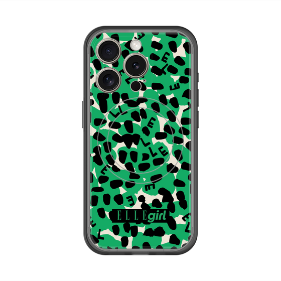 スリムプロテクションプレミアムケース with MagSafe［ ELLEgirl - レオパード - Green ］