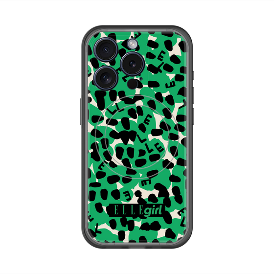 スリムプロテクションプレミアムケース with MagSafe［ ELLEgirl - レオパード - Green ］
