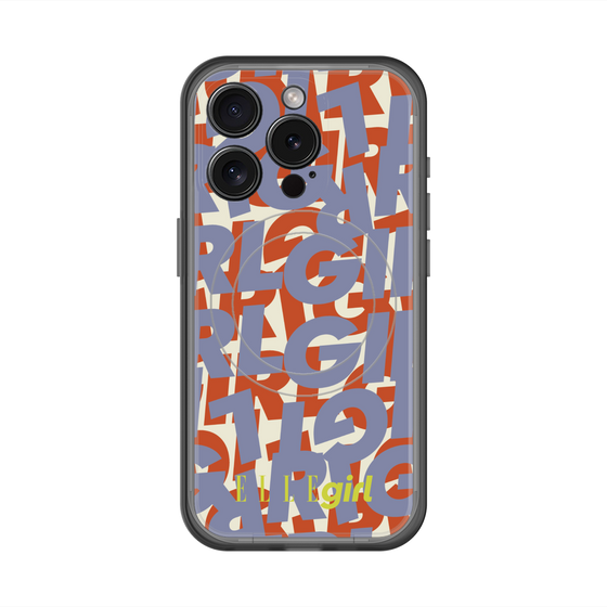 スリムプロテクションプレミアムケース with MagSafe［ ELLEgirl - ミックスロゴ - Purple ］