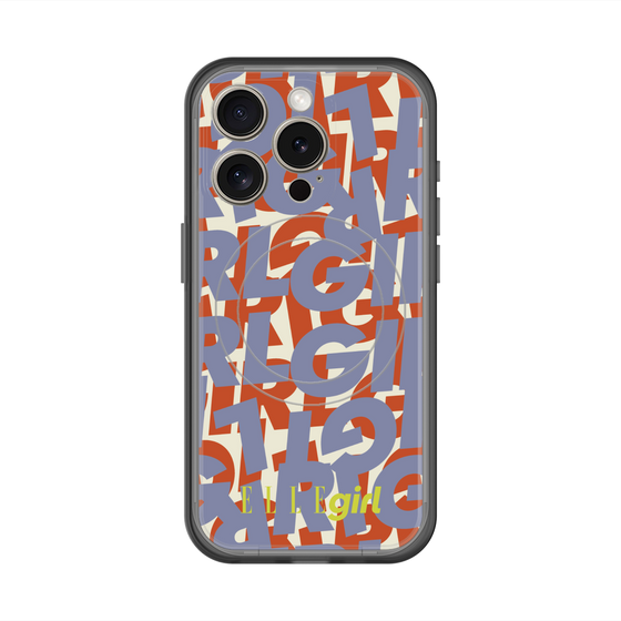 スリムプロテクションプレミアムケース with MagSafe［ ELLEgirl - ミックスロゴ - Purple ］