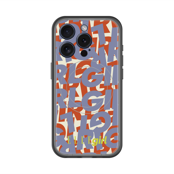 スリムプロテクションプレミアムケース with MagSafe［ ELLEgirl - ミックスロゴ - Purple ］