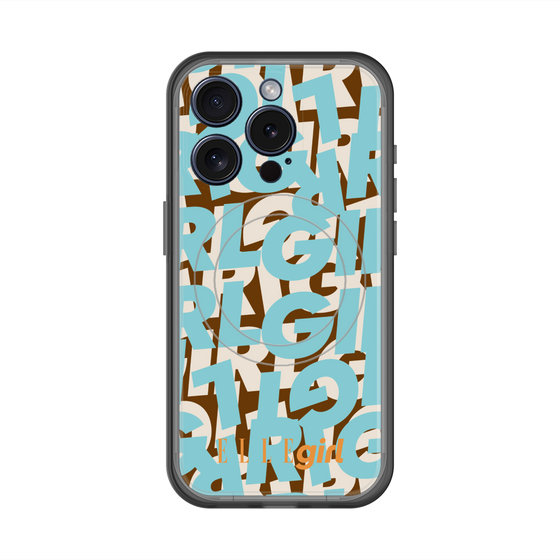 スリムプロテクションプレミアムケース with MagSafe［ ELLEgirl - ミックスロゴ - Pale blue ］