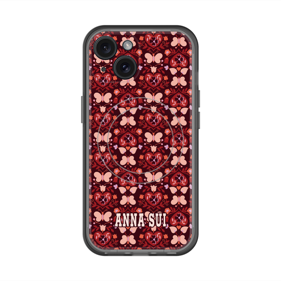 スリムプロテクションプレミアムケース with MagSafe［ ANNA SUI - バタフライハーツ - レッド ］
