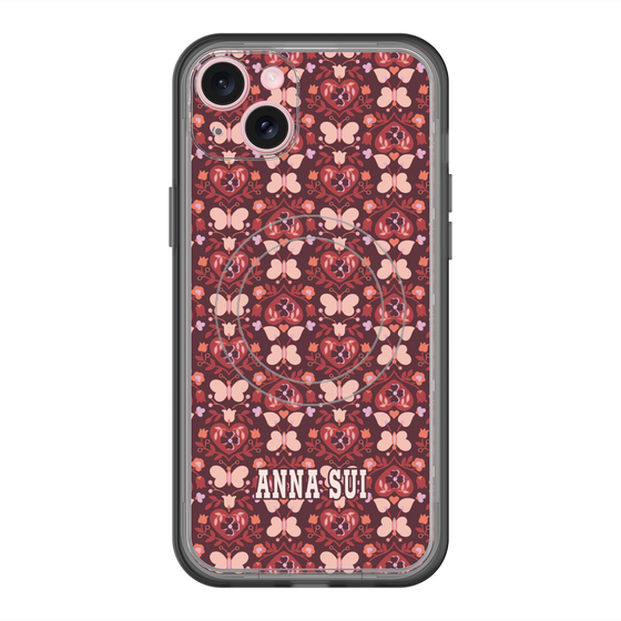 スリムプロテクションプレミアムケース with MagSafe［ ANNA SUI - バタフライハーツ - レッド ］