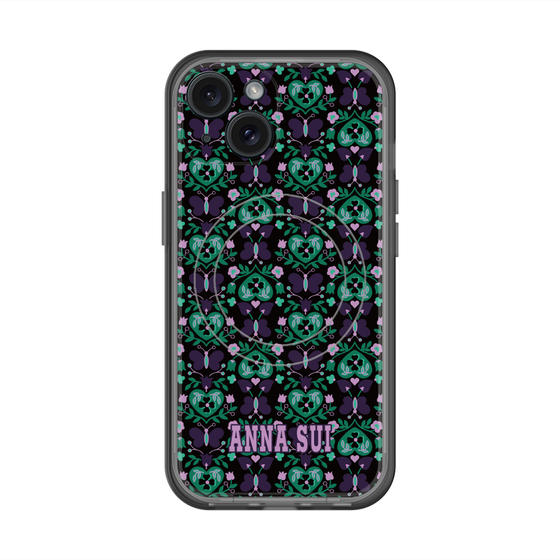 スリムプロテクションプレミアムケース with MagSafe［ ANNA SUI - バタフライハーツ - グリーン ］