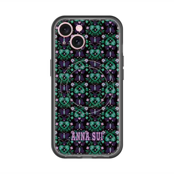 スリムプロテクションプレミアムケース with MagSafe［ ANNA SUI - バタフライハーツ - グリーン ］