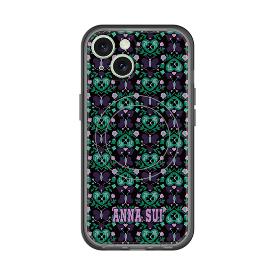 スリムプロテクションプレミアムケース with MagSafe［ ANNA SUI - バタフライハーツ - グリーン ］