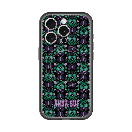 スリムプロテクションプレミアムケース with MagSafe［ ANNA SUI - バタフライハーツ - グリーン ］
