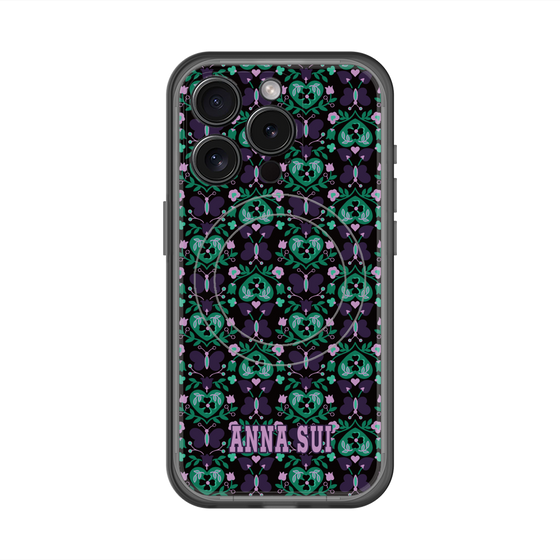 スリムプロテクションプレミアムケース with MagSafe［ ANNA SUI - バタフライハーツ - グリーン ］