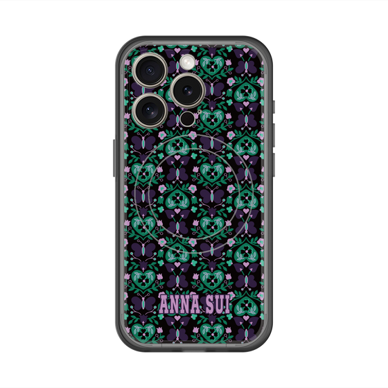 スリムプロテクションプレミアムケース with MagSafe［ ANNA SUI - バタフライハーツ - グリーン ］