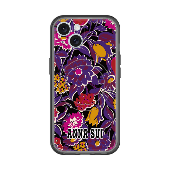 スリムプロテクションプレミアムケース with MagSafe［ ANNA SUI - ガーデンフワラー - マゼンタ ］