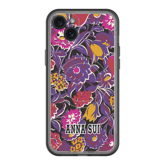 スリムプロテクションプレミアムケース with MagSafe［ ANNA SUI - ガーデンフワラー - マゼンタ ］