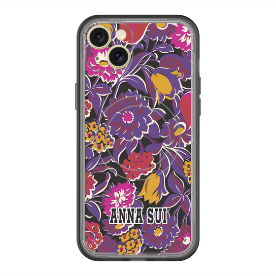 スリムプロテクションプレミアムケース with MagSafe［ ANNA SUI - ガーデンフワラー - マゼンタ ］