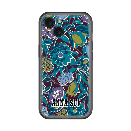 スリムプロテクションプレミアムケース with MagSafe［ ANNA SUI - ガーデンフワラー - シアン ］